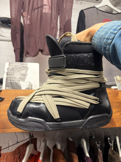 Rick Owens x Moncler ‘Amber’ Black Leather Multi-lace Snow Boots