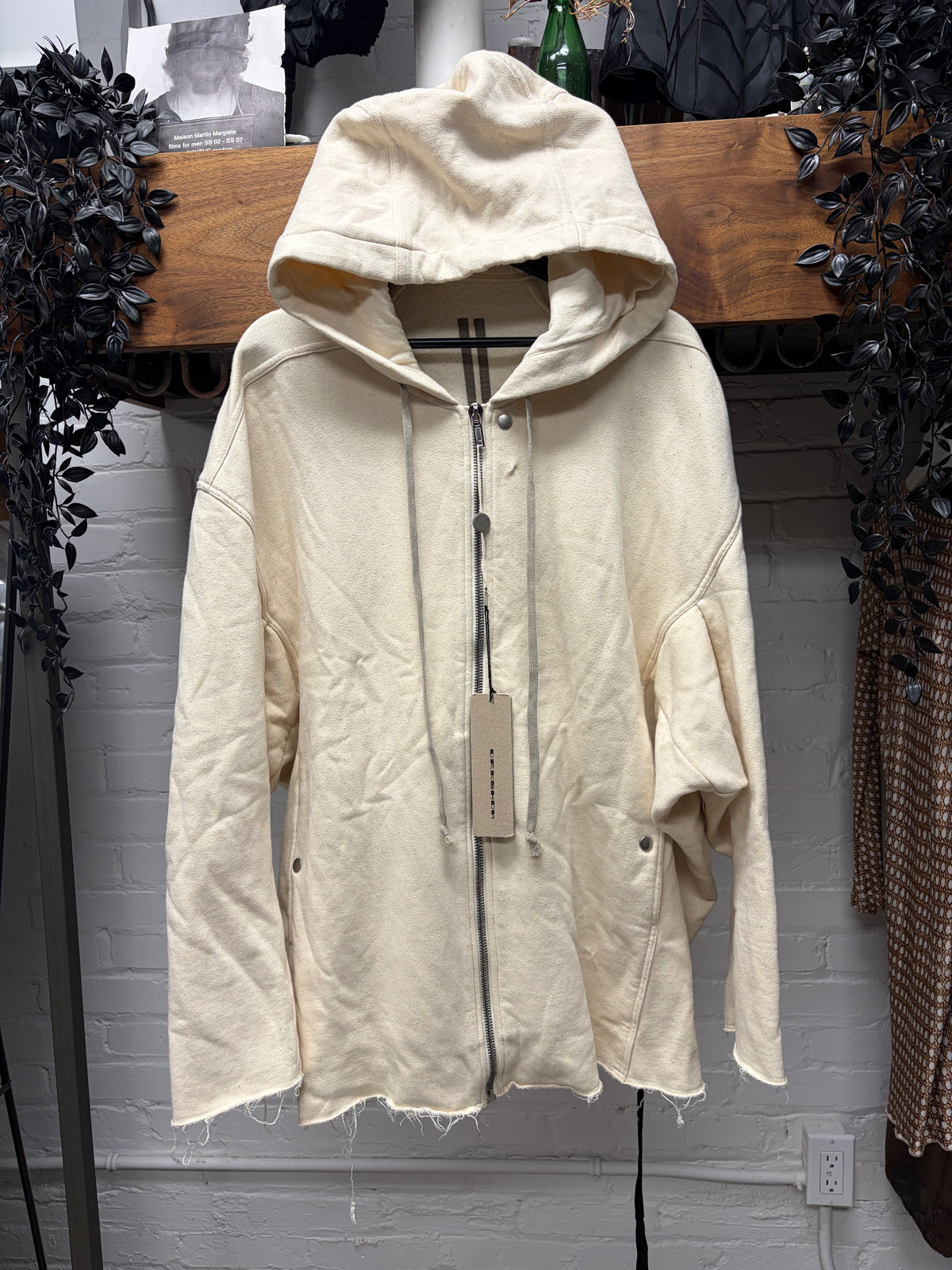 Rick Owens ‘Peter’ Oversized Natural White Zip-Up Hoodie