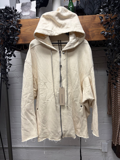 Rick Owens ‘Peter’ Oversized Natural White Zip-Up Hoodie