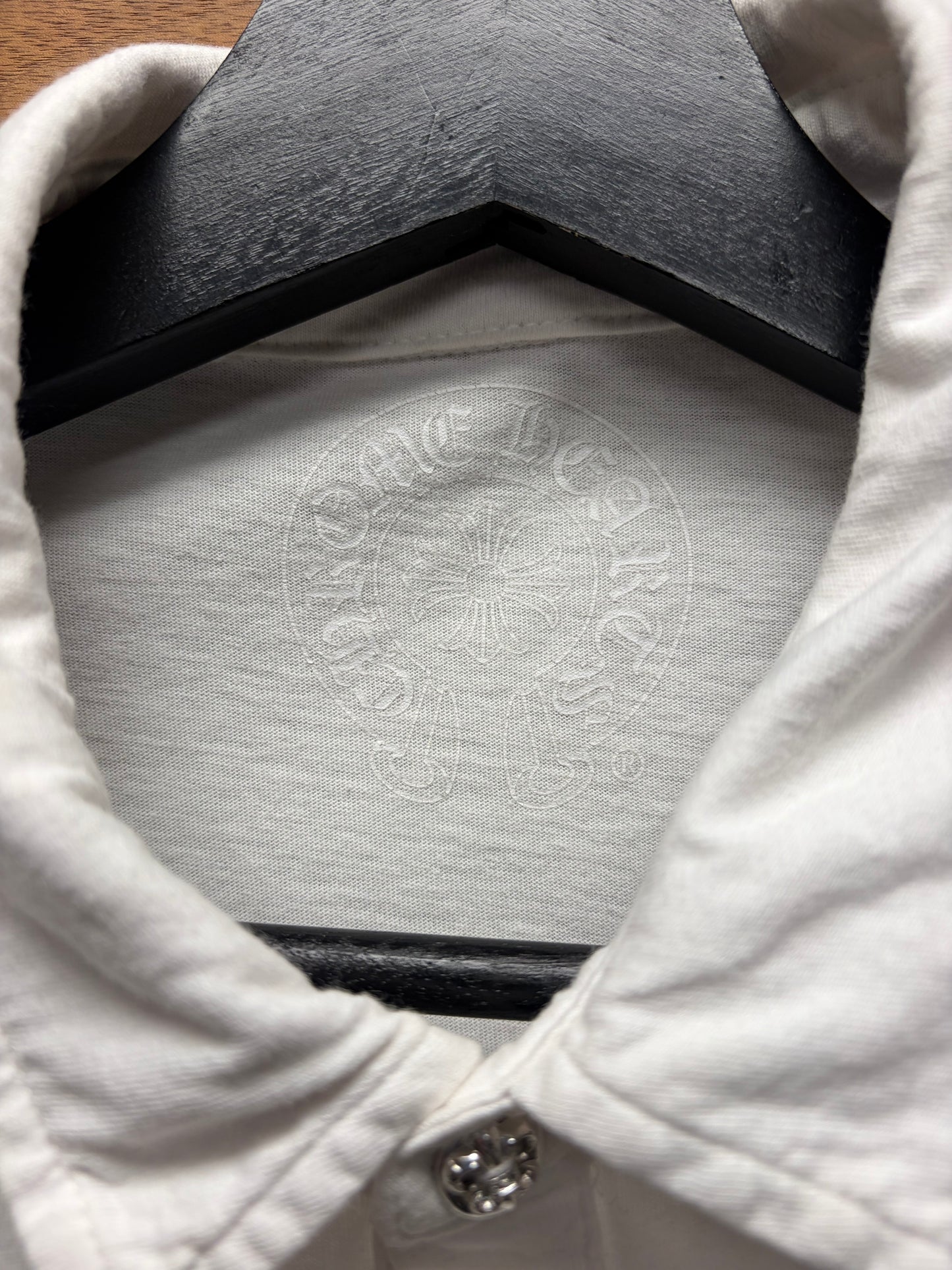 Chrome Hearts ‘Dagger/Vine’ Logo White Polo with Rhodium Hardware