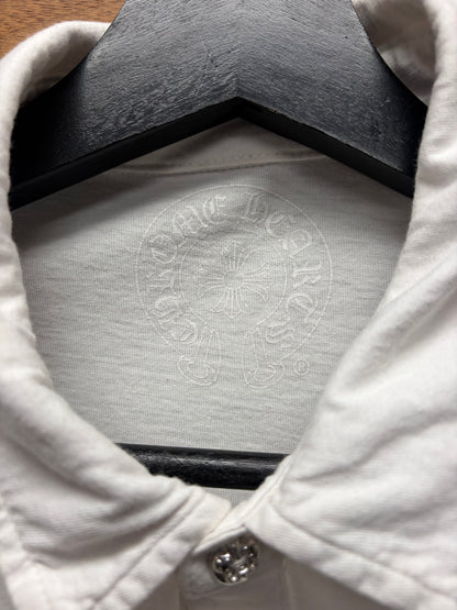 Chrome Hearts ‘Dagger/Vine’ Logo White Polo with Rhodium Hardware