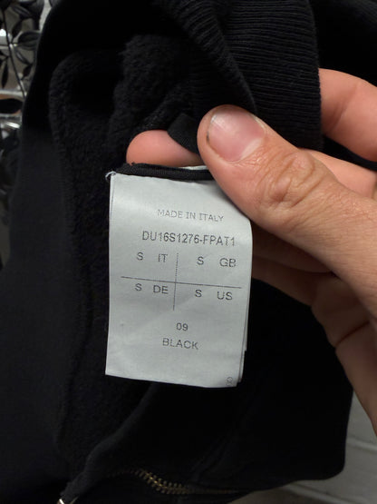 2016 Rick Owens Patchwork ‘Jason’ Black Drawstring Hoodie