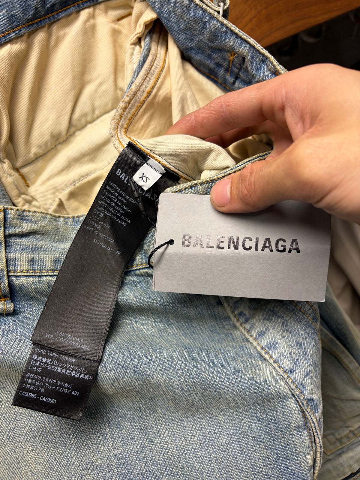 2023 Balenciaga Dirt Washed Blue Wide Leg Cargo Denim