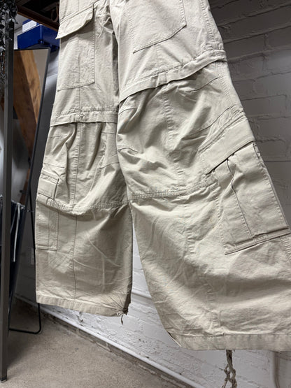 2023 Balenciaga Tan Ripstop ‘Convertible’ Flared Leg Cargo Pants