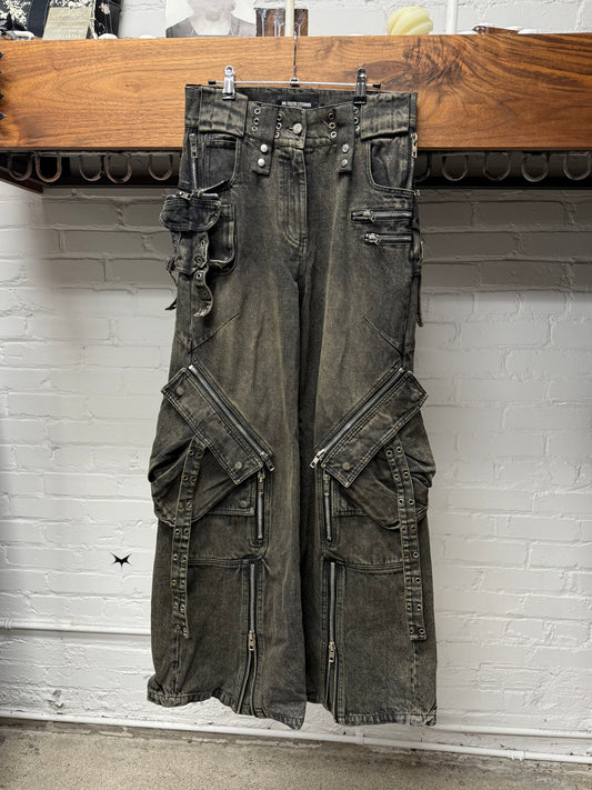 No Faith Studios Washed Fade ‘Heavy Cargo’ Flared Denim