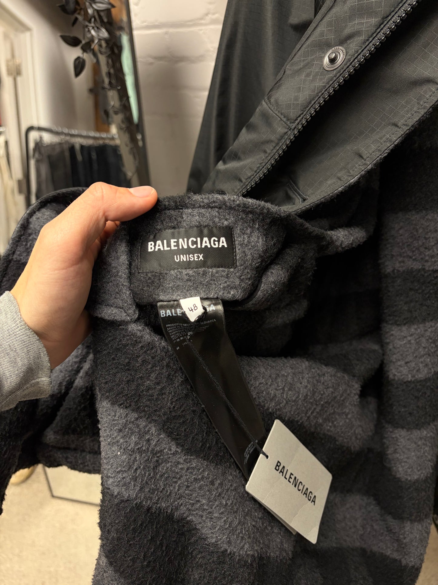 AW2022 Balenciaga Reversible Black Ripstop/Wool ‘Buffalo’ Jacket
