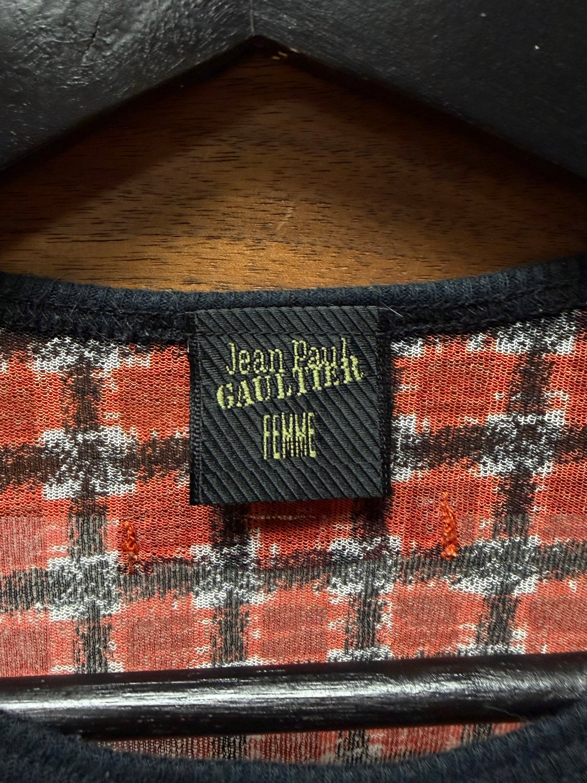 Jean Paul Gaultier Femme Tartan Red/Black Patterned ‘Tight Fit’ Short Sleeve Shirt