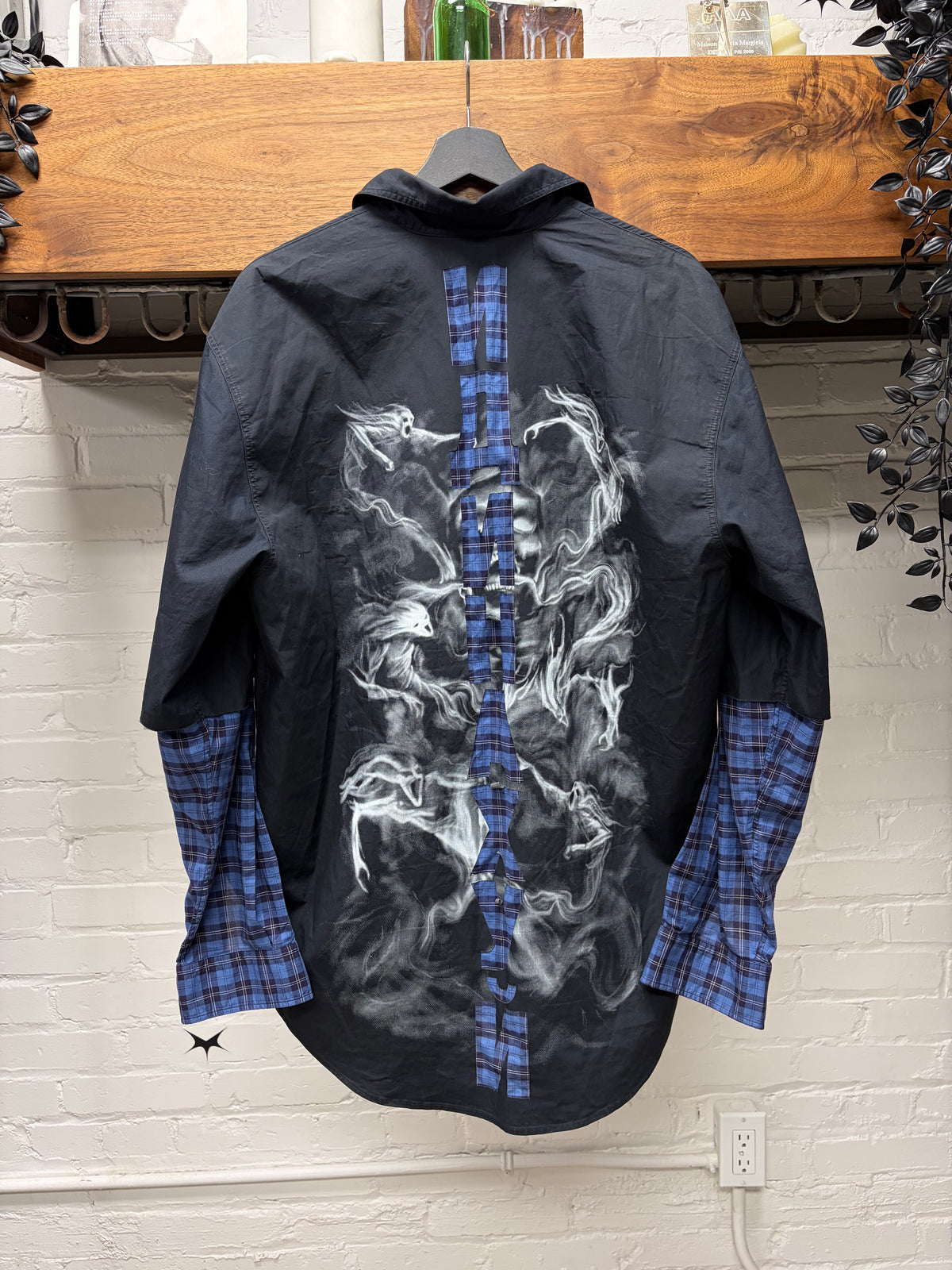 SS2019 Vetements ‘Fusion’ Layered Navy/Plaid Hybrid Button Up Shirt