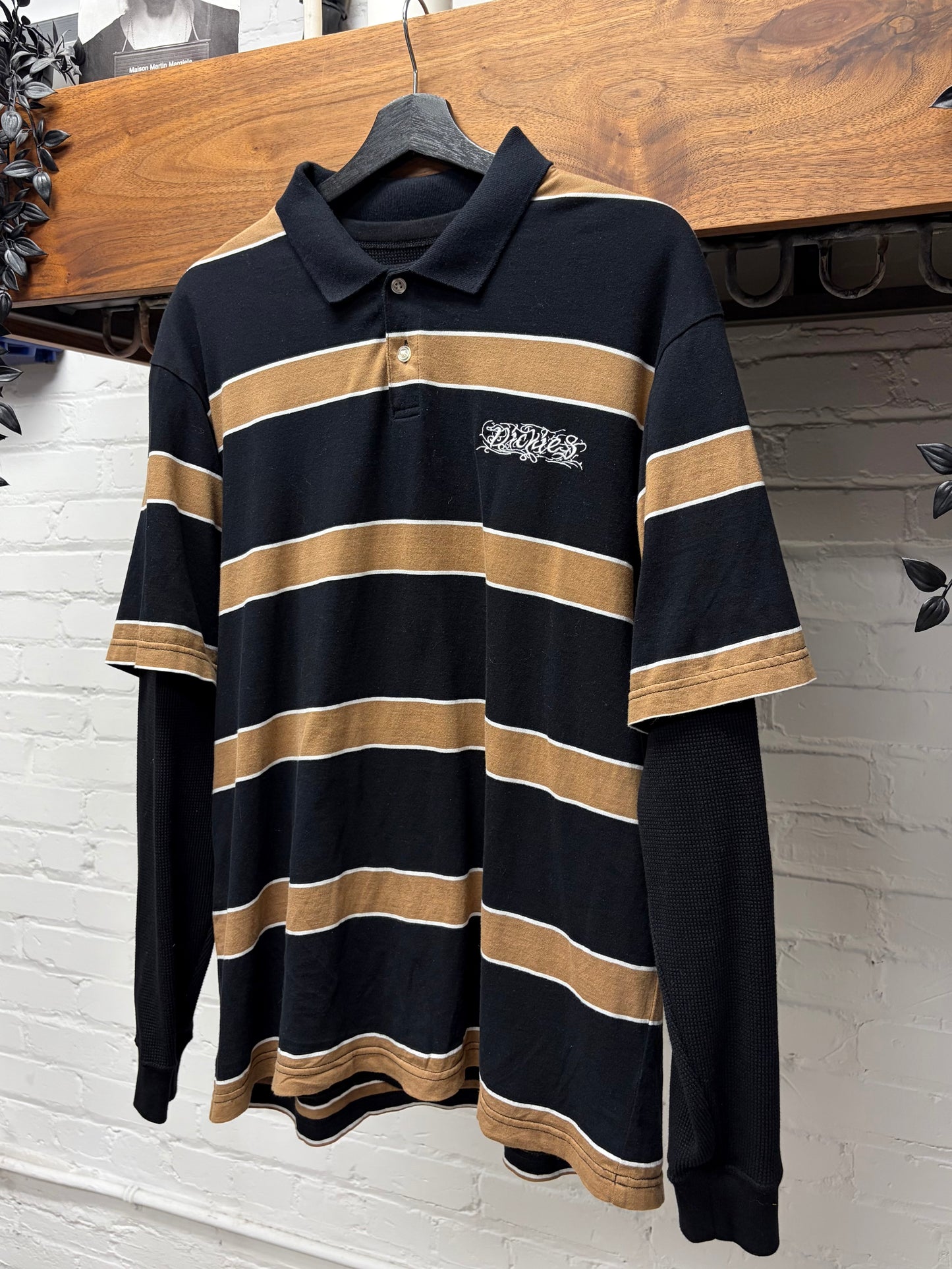 AW2024 Supreme x Dickies Striped Cotton Long Sleeve Thermal Polo