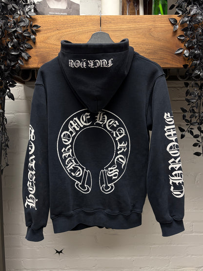 Vintage Chrome Hearts ‘Fuck You’ Thermal Lined Black Zip-Up Hoodie