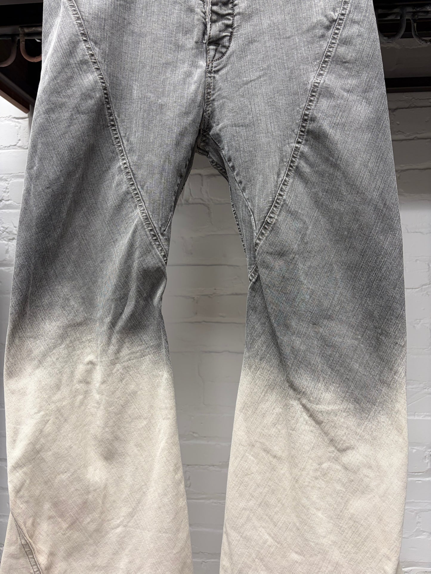 Rick Owens ‘Bias Cut’ Black/Pearl Degrade Flared Cut Denim