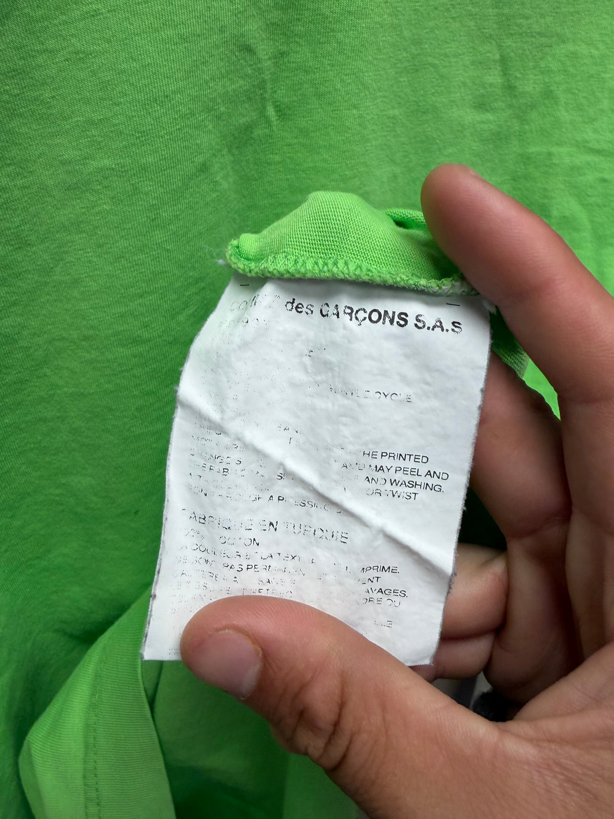 Comme Des Garçons Shirt ‘Boys’ Neon Green T-Shirt