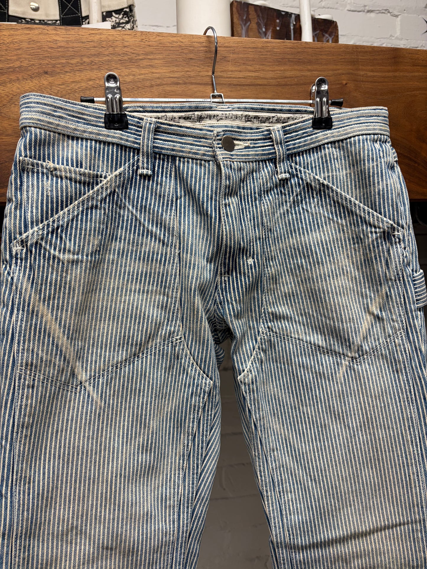 Number (N)ine ‘Crying Heart Patch’ Hickory Striped Blue Skinny Jeans