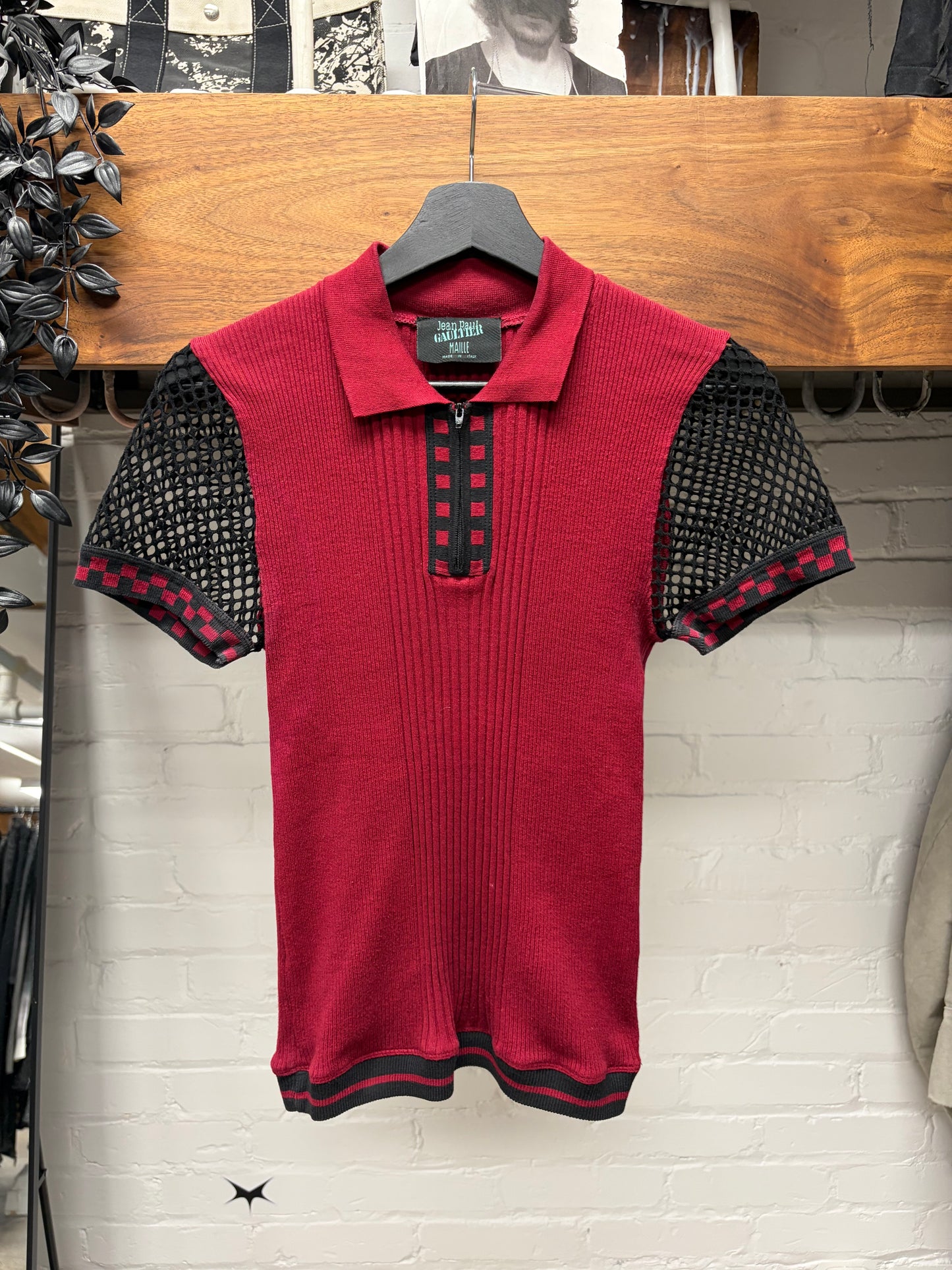 Vintage Jean Paul Gaultier ‘Maille’ Mesh/Ribbed Jersey Cotton Polo