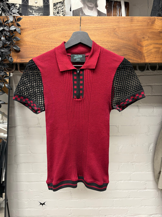 Vintage Jean Paul Gaultier ‘Maille’ Mesh/Ribbed Jersey Cotton Polo
