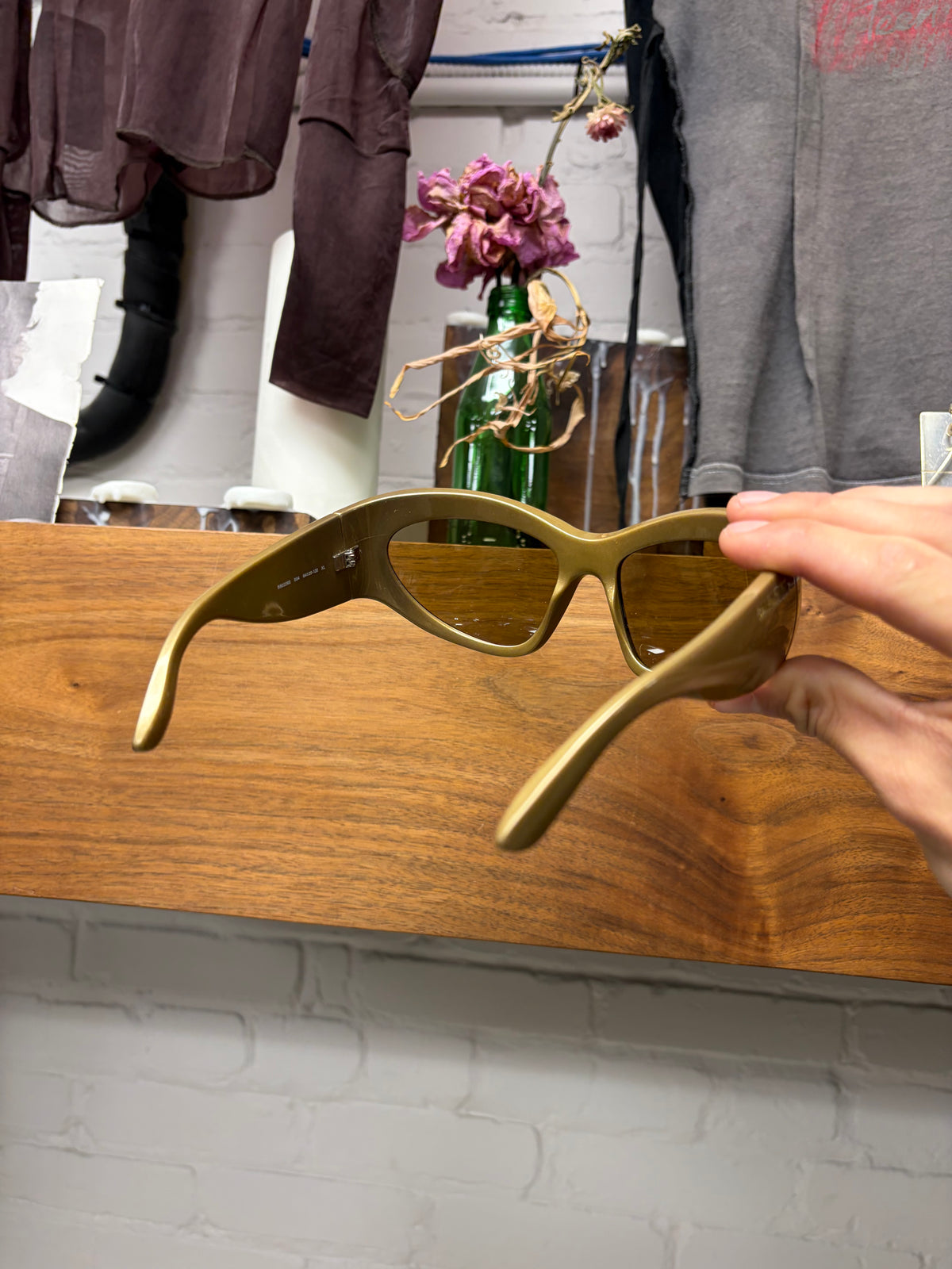 Balenciaga Gold Tone ‘BB0228S 004’ Wraparound Sunglasses