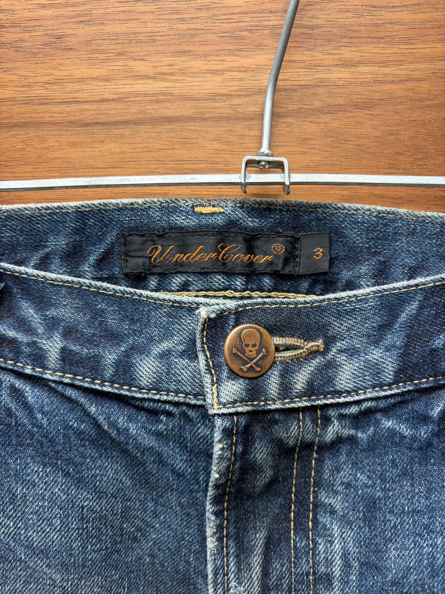 SS2005 Undercover ‘But Beautiful’ 60 Red Yarn Distressed Blue Denim