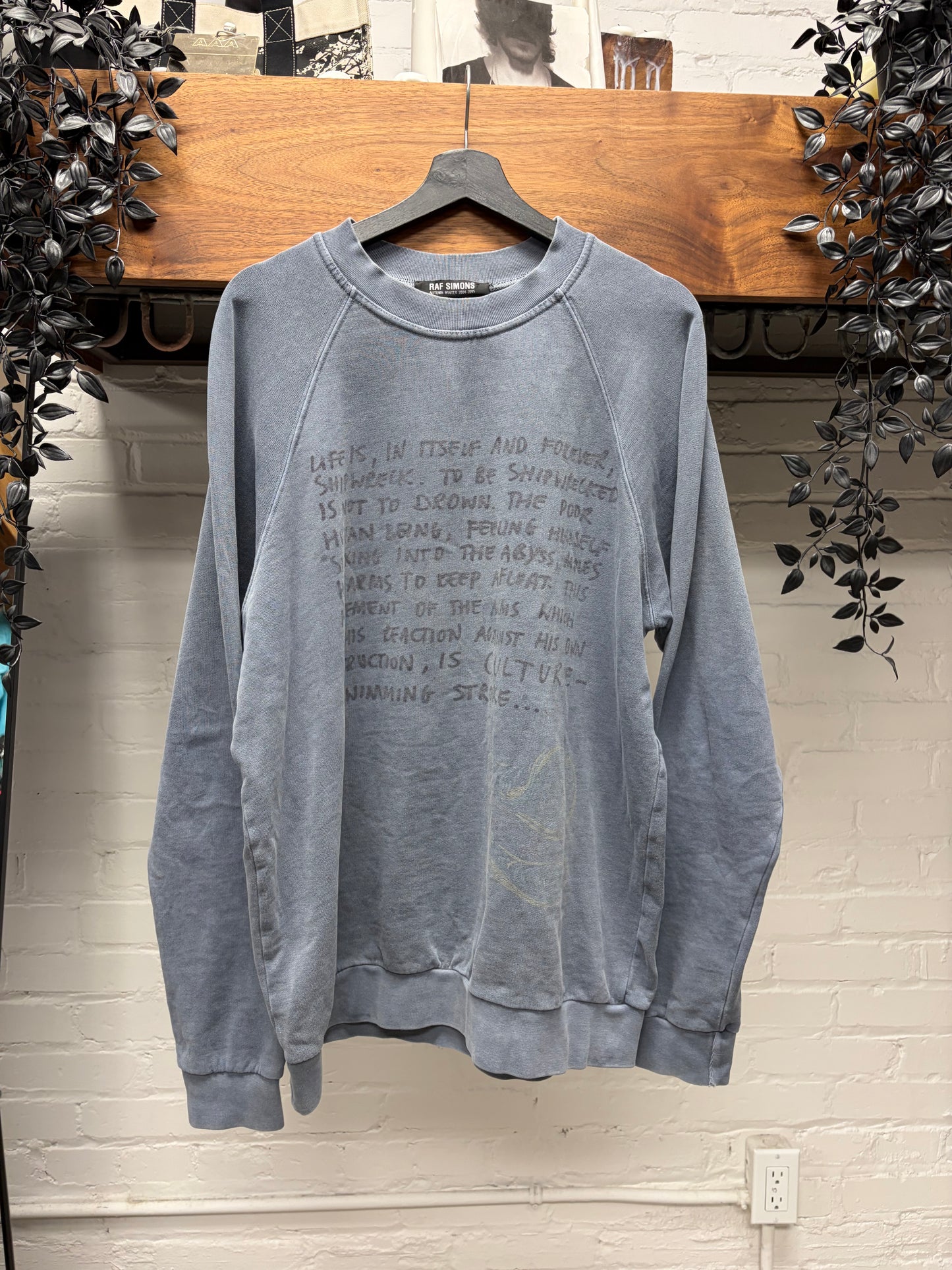 AW2004 Raf Simons ‘Waves’ Shipwrecked Faded Blue Sweatshirt