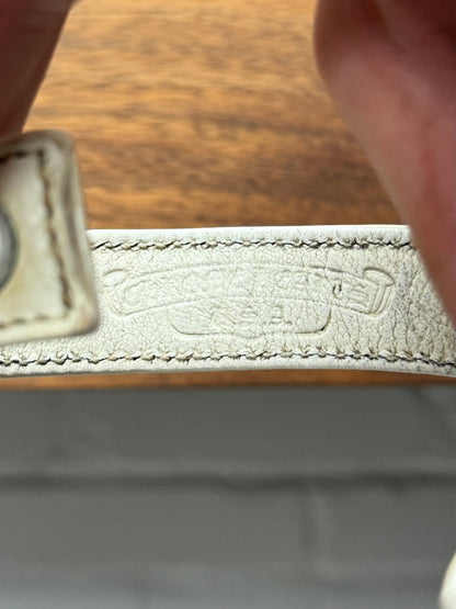 Chrome Hearts Rhodium ‘Cross Ball’ White Leather Snap Bracelet