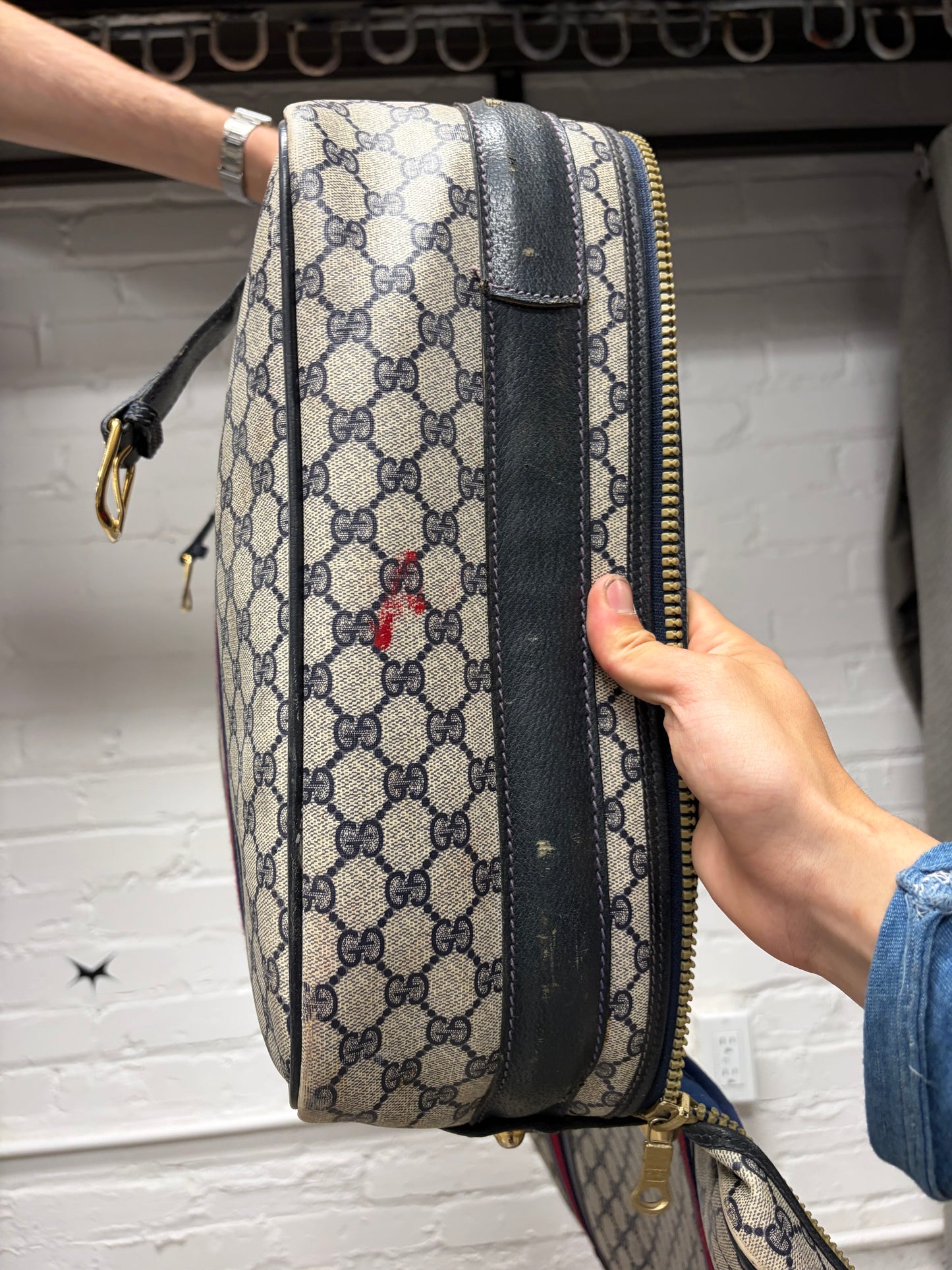 Vintage 1980s Gucci ‘Guccisima’ Monogram Top Handle Canvas Large Luggage Bag