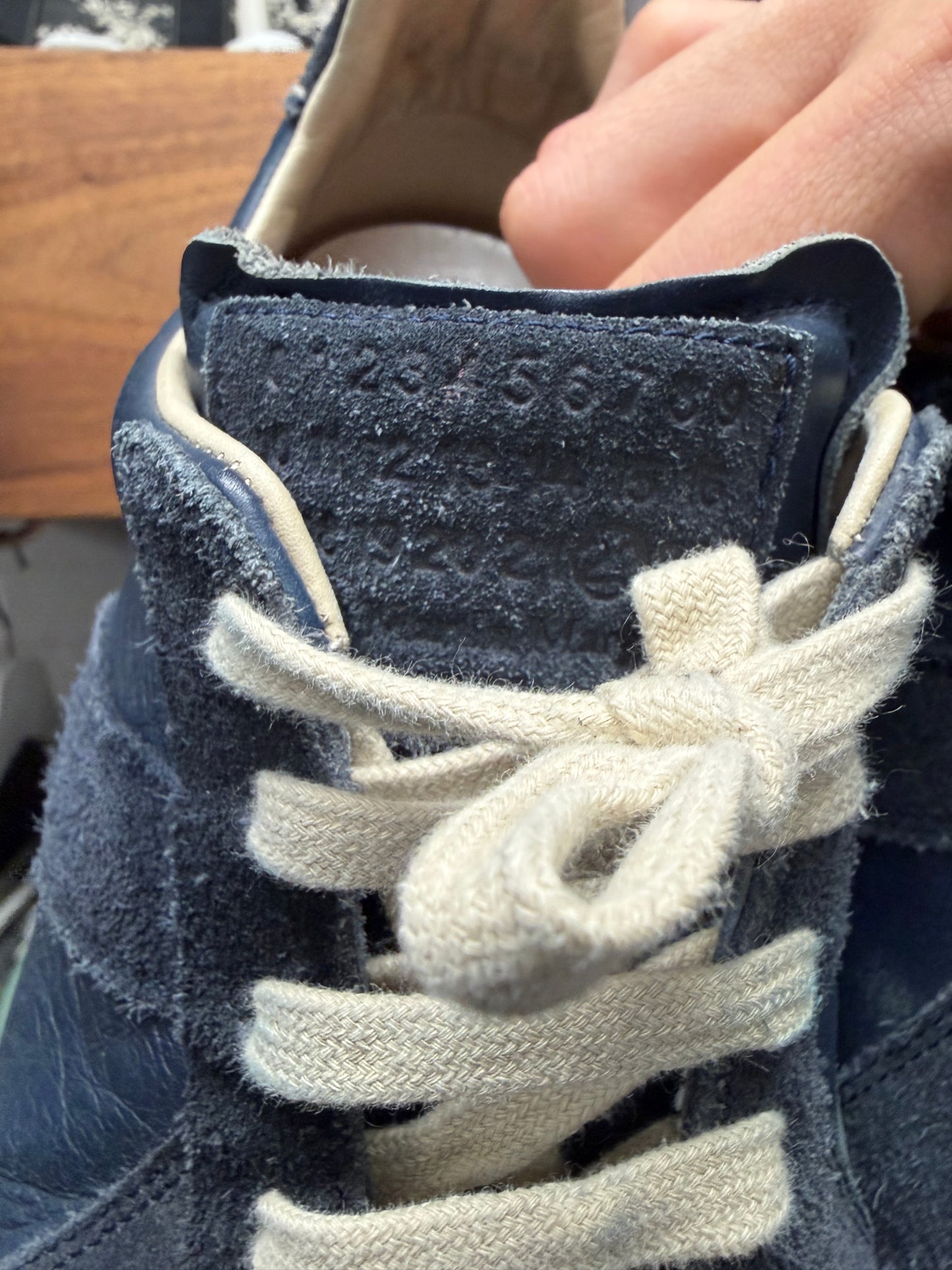 Maison Margiela ‘G.A.T.’ Blue Leather/Gum Sole Low Top Sneakers