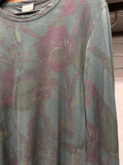 Dries Van Noten ‘Floral Print’ Sea Moss/Purple Patterned Long Sleeve Shirt