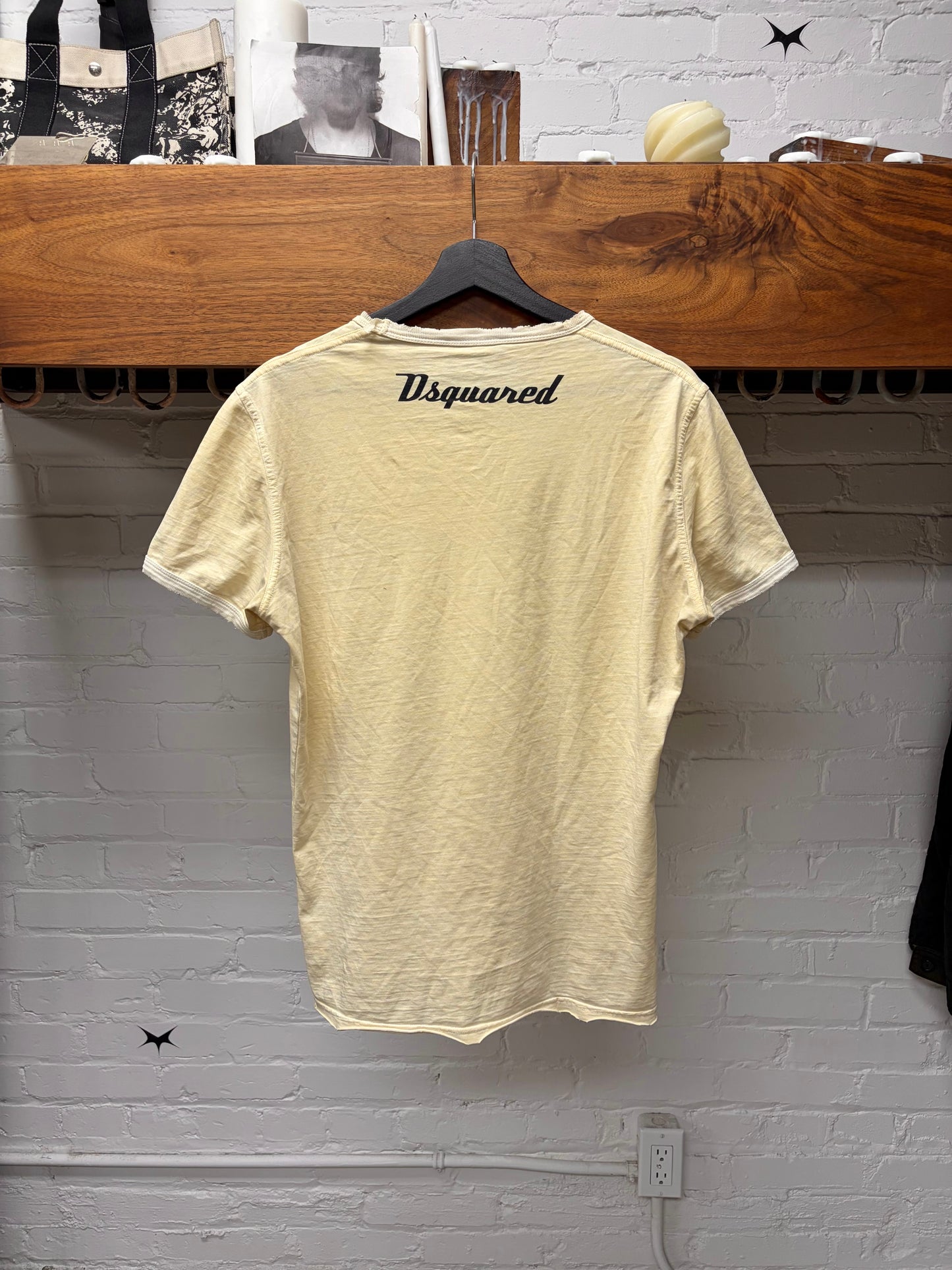 2000s Dsquared2 ‘Hardwork’ Baseball Logo Distressed Cotton T-Shirt
