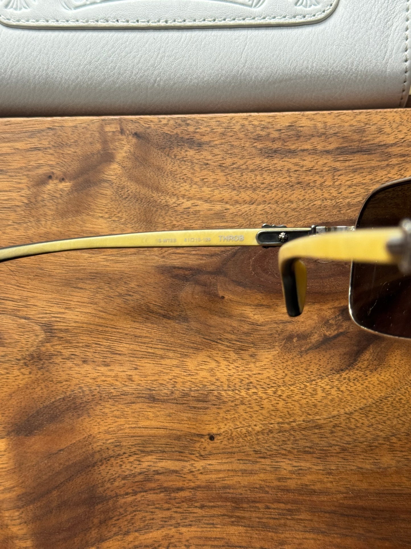 Chrome Hearts ‘Throb’ Dagger 925 Silver Detailed Wood Frame Sunglasses