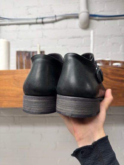 MA+ Black Leather Belted Staple Derbys