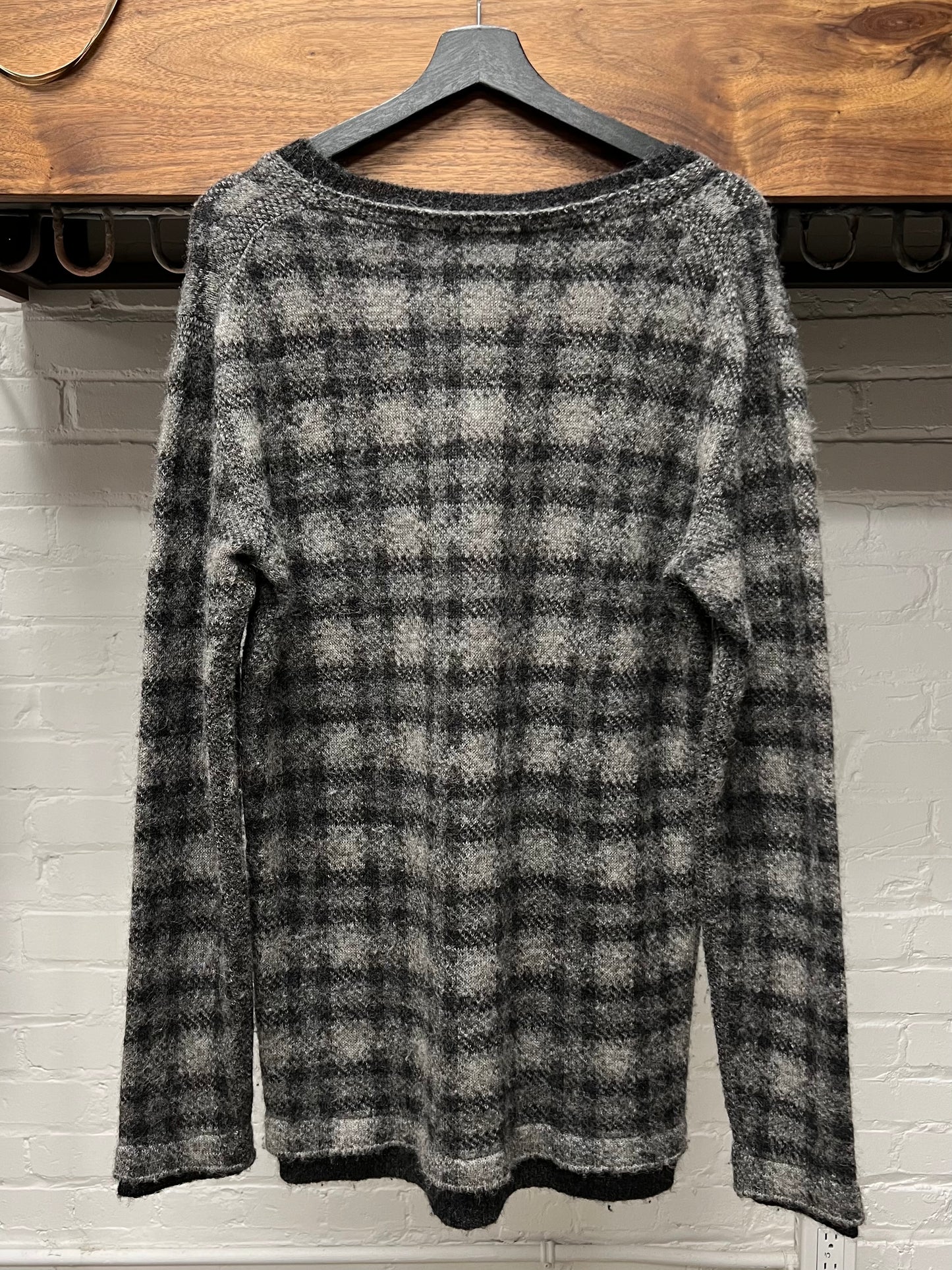 Yohji Yamamoto Pour Homme Grey Grid Knit Sweater