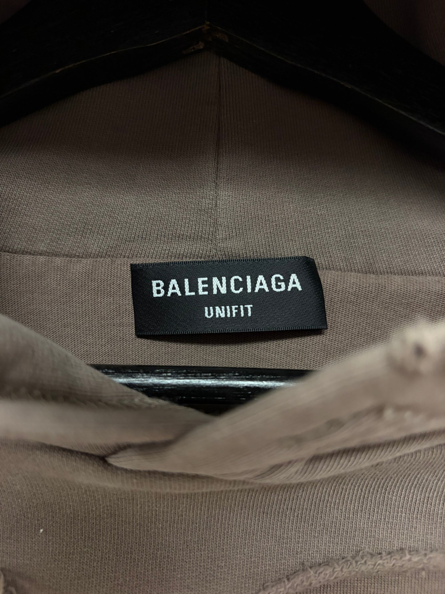 2021 Balenciaga ‘Caps’ Destroyed Brown Logo Heavy Cotton Hoodie