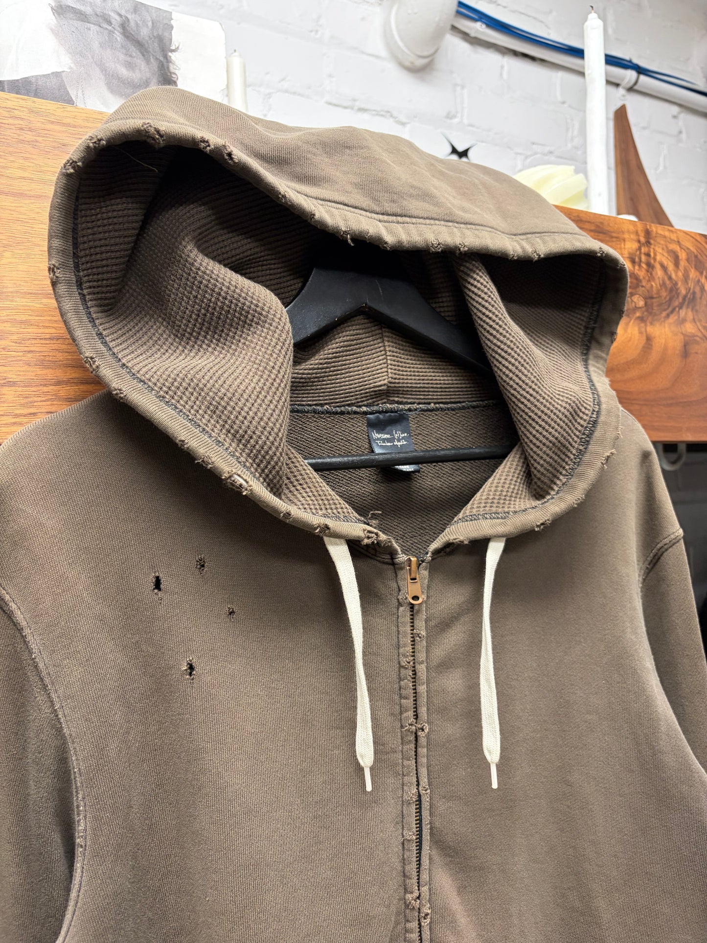 AW2005 Number (N)ine ‘Nightcrawler’ Brown Thermal Zip-Up Hoodie