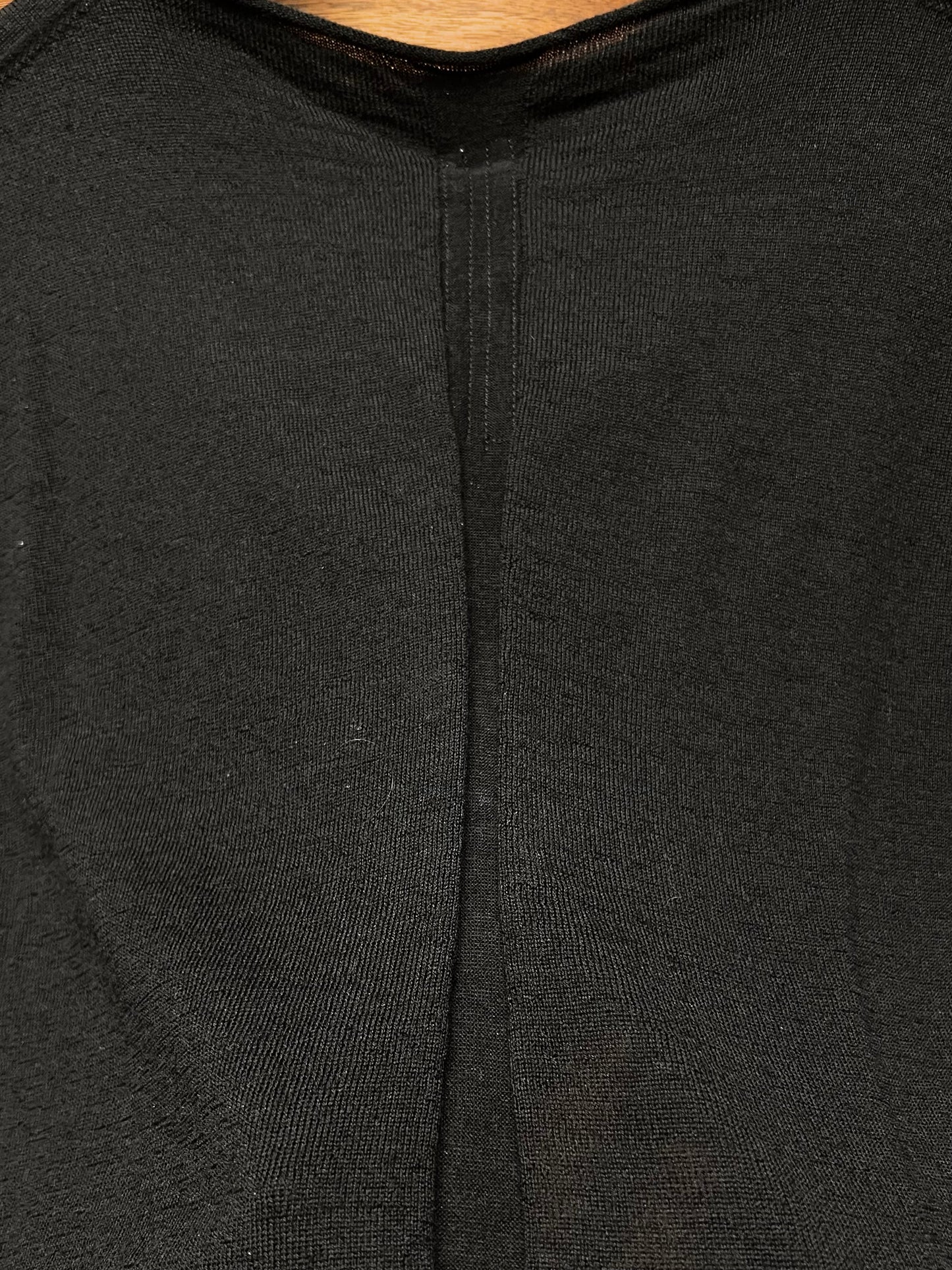 SS2025 Rick Owens ‘Hollywood’ Virgin Wool Black Stretch Knit Sweater