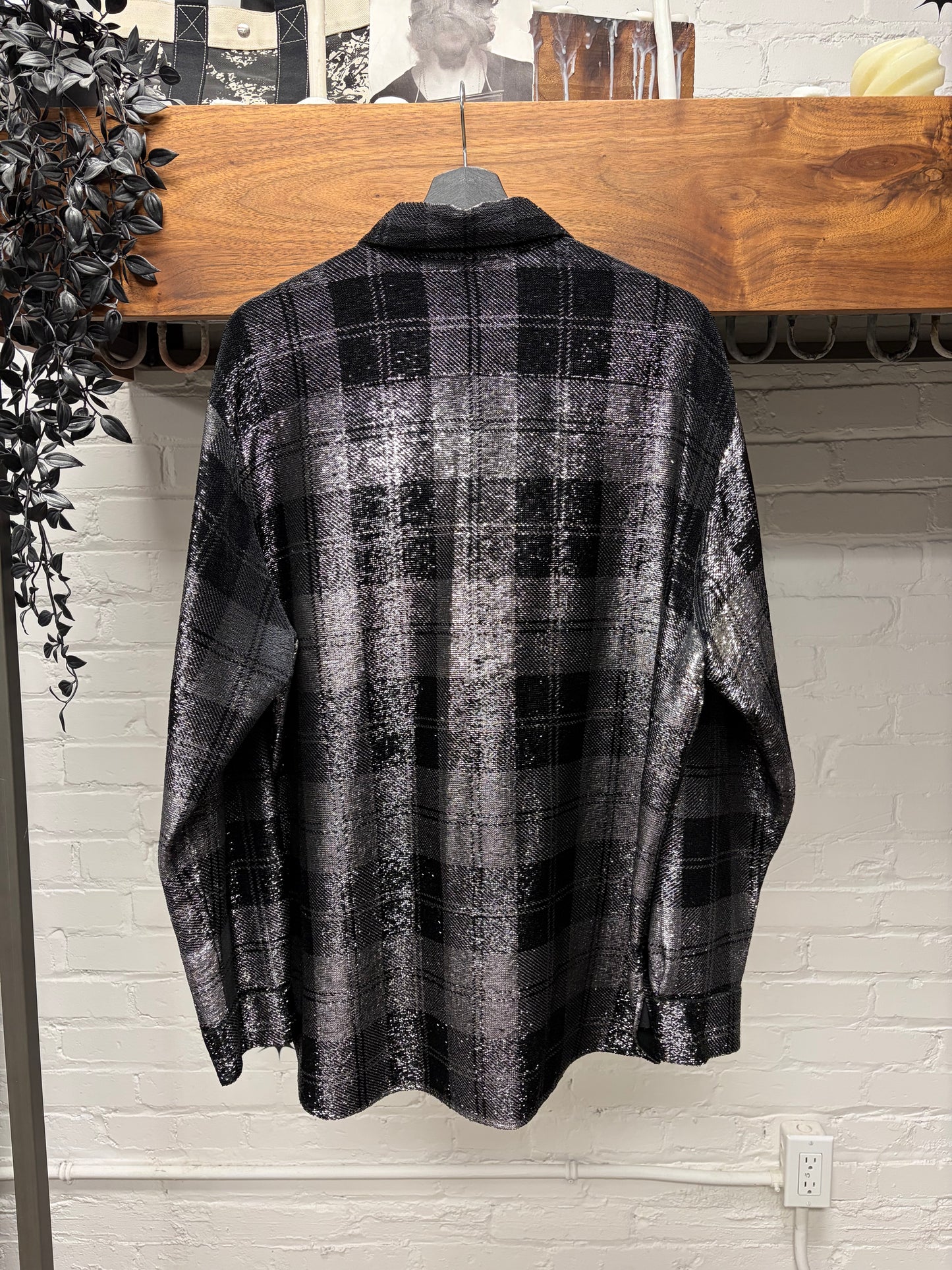 2018 Saint Laurent by Anthony Vacarello Sequin Shadow Plaid Flannel