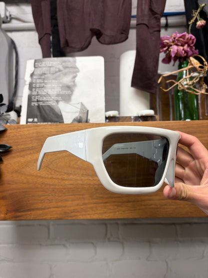 Rick Owens ‘Davis’ White Oversized Wrap Sunglasses