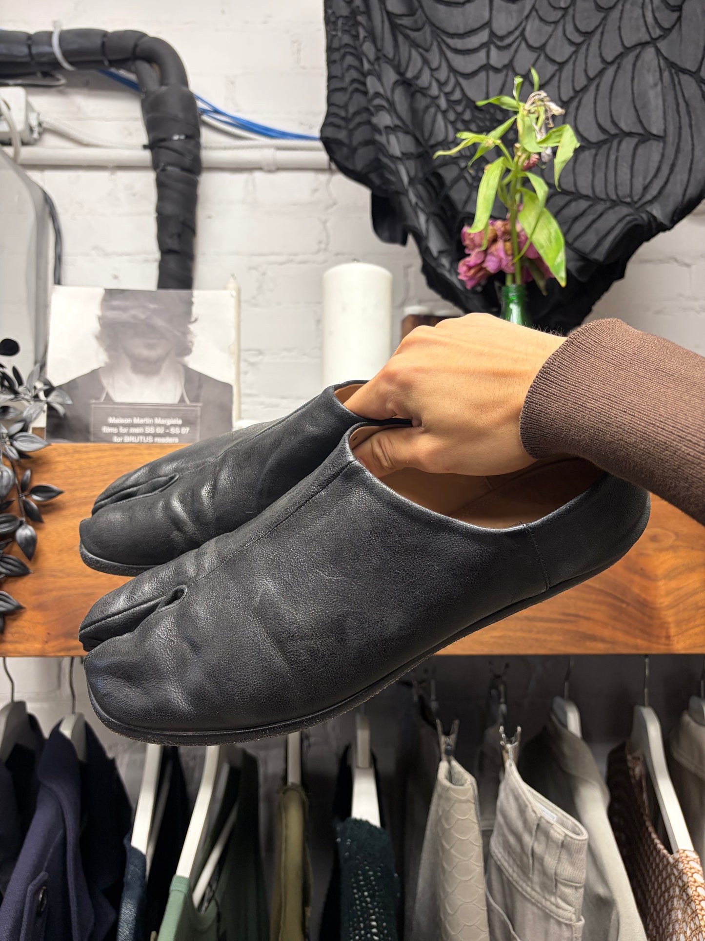 Maison Margiela Tabi Black Leather Slip-On Loafers