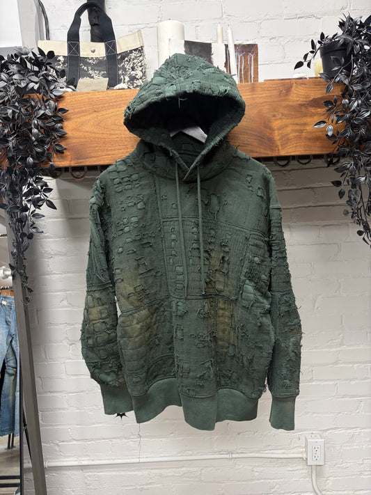 SS2022 Givenchy by Matthew Williams Boro Distressed Patchwork Hoodie
