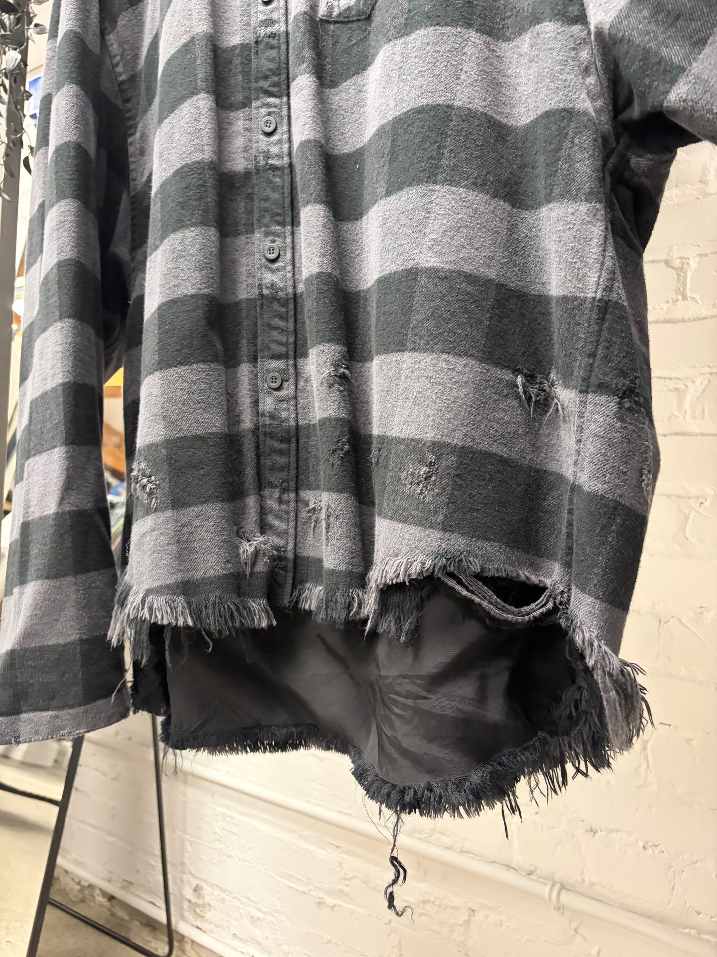 AW2022 Balenciaga Distressed ‘Buffalo Plaid’ Silk Lined Shirt