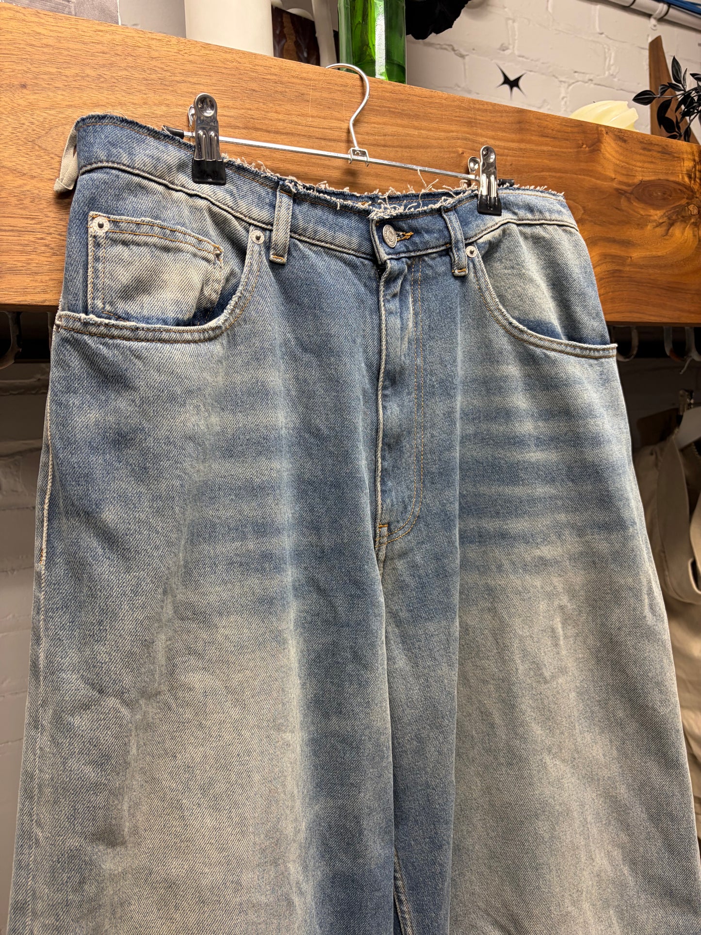 2025 Maison Margiela Dirt Washed Blue ‘Raw Hem’ Baggy Denim