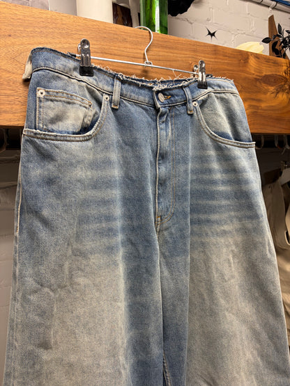 2025 Maison Margiela Dirt Washed Blue ‘Raw Hem’ Baggy Denim