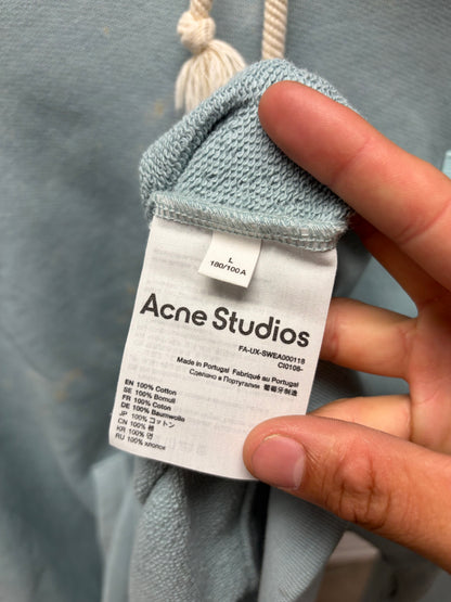 Acne Studios Ice Blue French Terry Cotton ‘Face Logo’ Hoodie