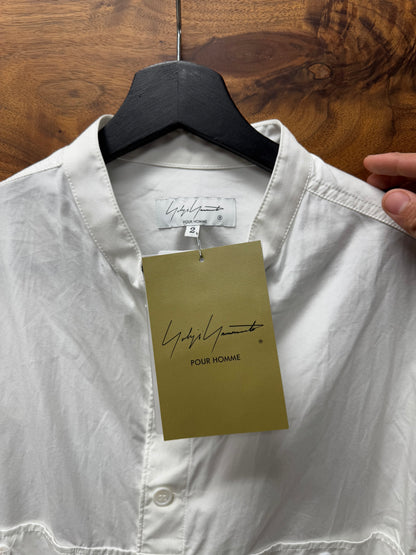 Yohji Yamamoto Pour Homme ‘Mandarin Collar’ White Button Down Shirt