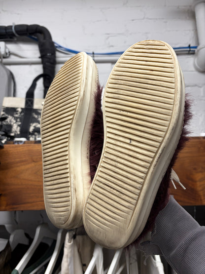 Rick Owens Oxblood Pony Hair ‘Ramones’ Low Top Sneakers