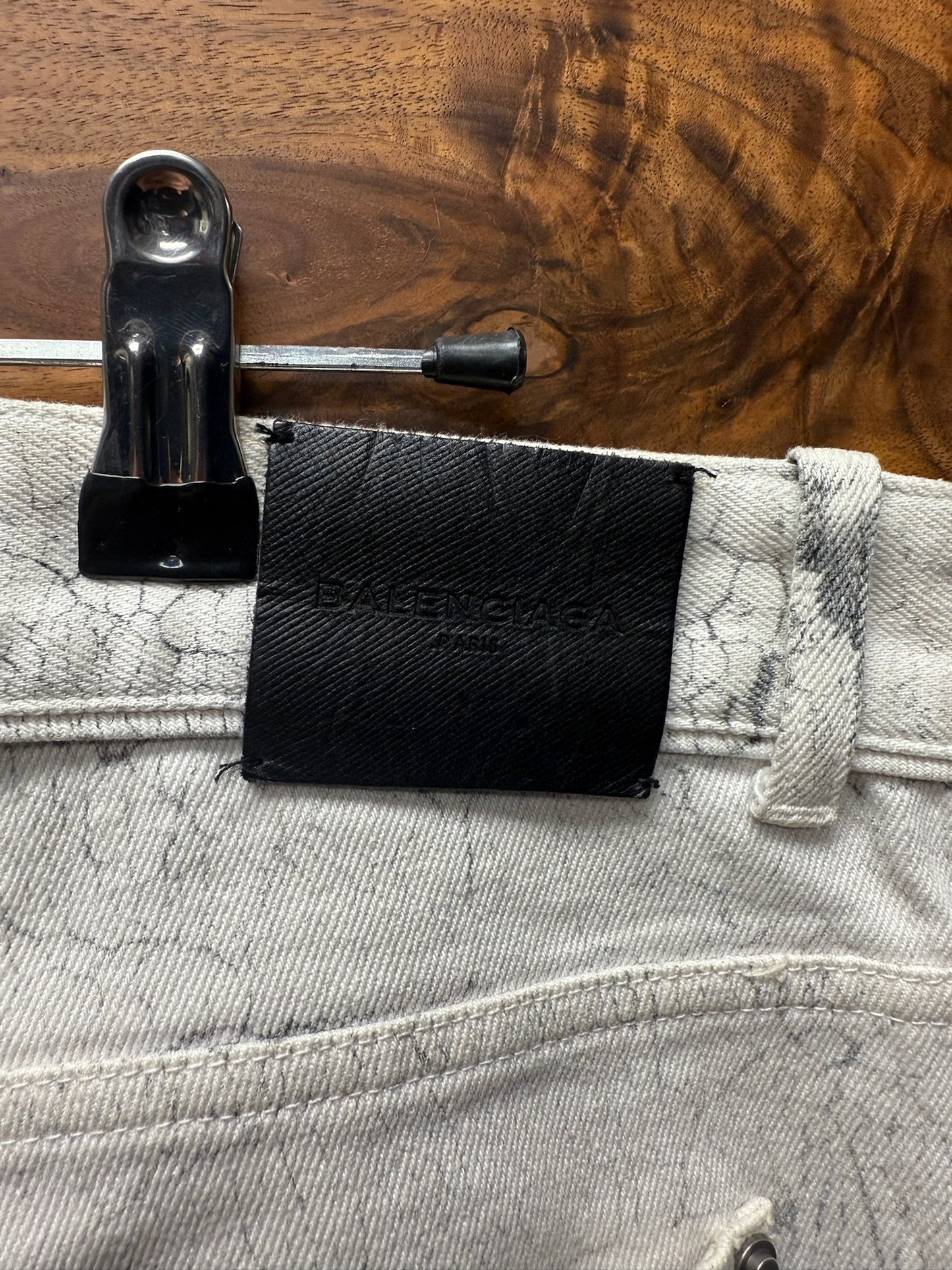 2014 Balenciaga ‘Paint Cracked’ White Skinny Jeans