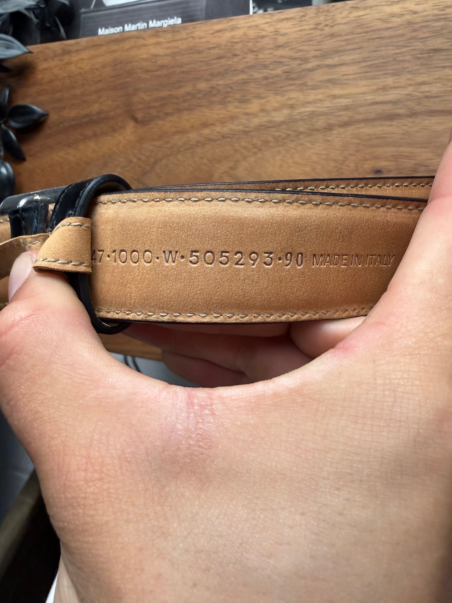 Balenciaga ‘Minimal’ Square Buckle Black Patent Leather Belt