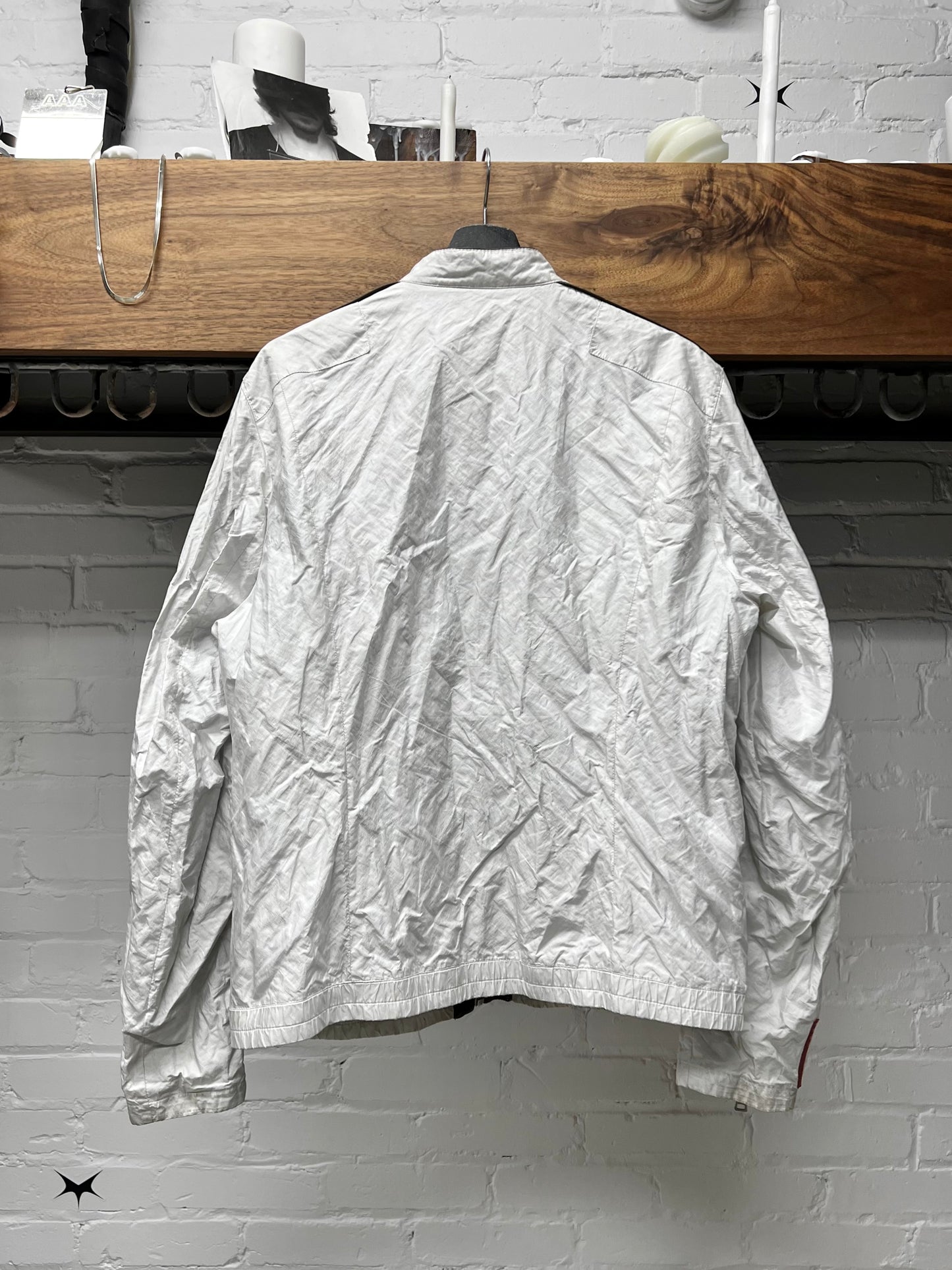 2000s Prada Sport Cafe Racer Moto Jacket with Leather Trim