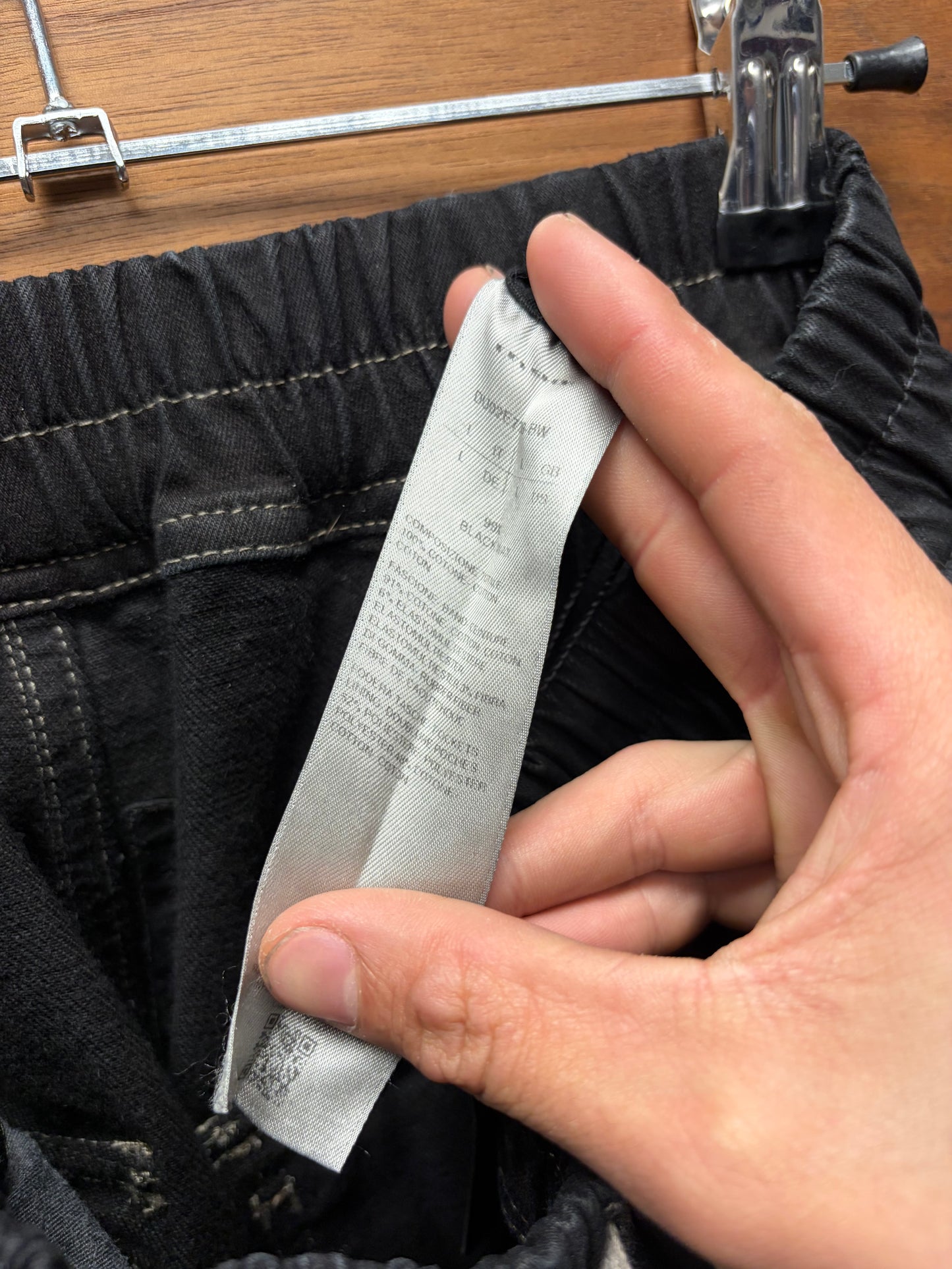 Rick Owens Waxed Black ‘CargoBela’ Wide Leg Pants