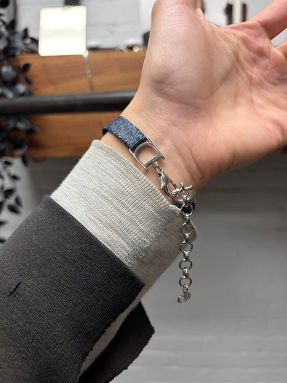 2000s Dior Blue ‘Trotter Monogram’ Silver Bracelet