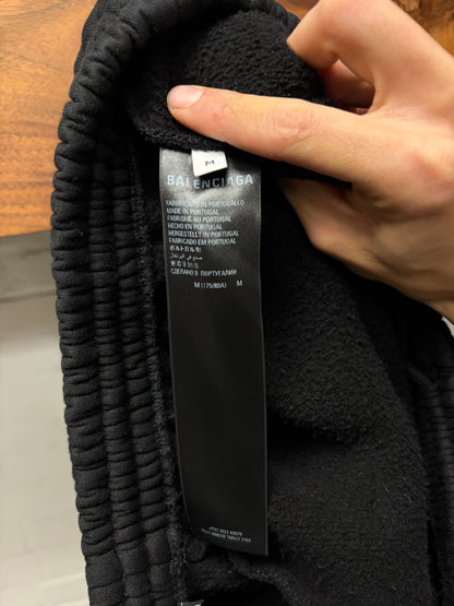2021 Balenciaga Heavy Black Terry Cotton Relaxed Drawstring Sweatpants