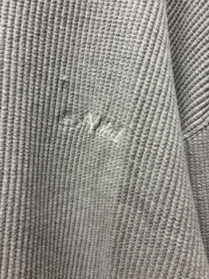 Neighborhood Embroidered Grey White Thermal Cotton Long Sleeve Shirt